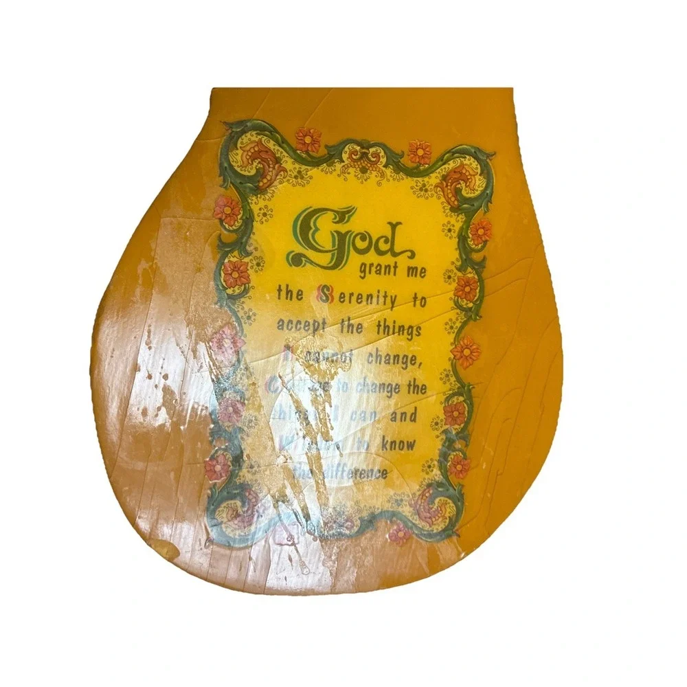 Vintage Pear Art Hanging Wood Resin Serenity Prayer Handmade Eileen Anes *flaw